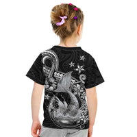 Hawaii Mermaid Monotone Kid T Shirt Polynesian Pattern Fish Hook
