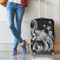 Hawaii Mermaid Monotone Luggage Cover Polynesian Pattern Fish Hook