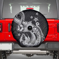 Hawaii Mermaid Monotone Spare Tire Cover Polynesian Pattern Fish Hook