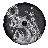 Hawaii Mermaid Monotone Spare Tire Cover Polynesian Pattern Fish Hook