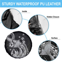 Hawaii Mermaid Monotone Spare Tire Cover Polynesian Pattern Fish Hook