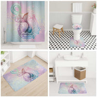 Hawaii Mermaid Sweet Pastel Bathroom Set Polynesian Pattern Fish Hook