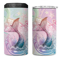 Hawaii Mermaid Sweet Pastel 4 in 1 Can Cooler Tumbler Polynesian Pattern Fish Hook