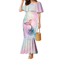 Hawaii Mermaid Sweet Pastel Family Matching Mermaid Dress and Hawaiian Shirt Polynesian Pattern Fish Hook LT01 Mom's Dress Multicolor - Polynesian Pride