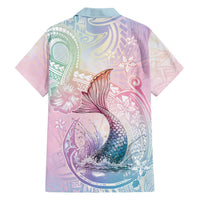 Hawaii Mermaid Sweet Pastel Family Matching Short Sleeve Bodycon Dress and Hawaiian Shirt Polynesian Pattern Fish Hook