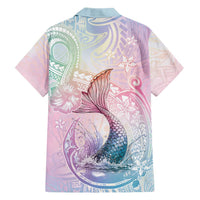 Hawaii Mermaid Sweet Pastel Hawaiian Shirt Polynesian Pattern Fish Hook