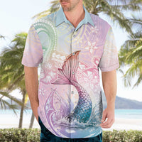 Hawaii Mermaid Sweet Pastel Hawaiian Shirt Polynesian Pattern Fish Hook