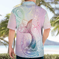 Hawaii Mermaid Sweet Pastel Hawaiian Shirt Polynesian Pattern Fish Hook