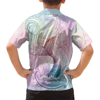 Hawaii Mermaid Sweet Pastel Hawaiian Shirt Polynesian Pattern Fish Hook