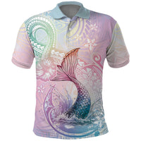 Hawaii Mermaid Sweet Pastel Polo Shirt Polynesian Pattern Fish Hook
