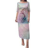 Hawaii Mermaid Sweet Pastel Puletasi Polynesian Pattern Fish Hook LT01 Long Dress Multicolor - Polynesian Pride