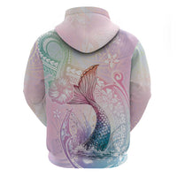 Hawaii Mermaid Sweet Pastel Zip Hoodie Polynesian Pattern Fish Hook