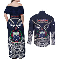 Samoa Independence Day Couples Matching Off Shoulder Maxi Dress and Long Sleeve Button Shirt Ula Nifo Mix Turtle
