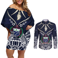 Samoa Independence Day Couples Matching Off Shoulder Short Dress and Long Sleeve Button Shirt Ula Nifo Mix Turtle