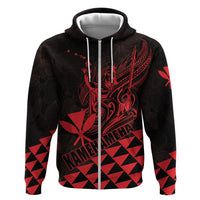 Personalized King Kamehameha Day Hoodie Kakau Polynesian Pattern LT01 Zip Hoodie Red - Polynesian Pride