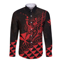 Personalized King Kamehameha Day Long Sleeve Button Shirt Kakau Polynesian Pattern