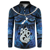 Personalized Maori Matariki Manaia Button Sweatshirt Maori Kowhaiwhai Pattern Galaxy