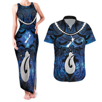 Personalized Maori Matariki Hei Matau Couples Matching Tank Maxi Dress and Hawaiian Shirt Maori Kowhaiwhai Pattern Galaxy