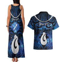 Personalized Maori Matariki Hei Matau Couples Matching Tank Maxi Dress and Hawaiian Shirt Maori Kowhaiwhai Pattern Galaxy