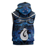 Personalized Maori Matariki Hei Matau Sleeveless Zip Hoodie Maori Kowhaiwhai Pattern Galaxy