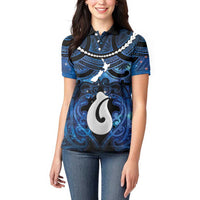 Personalized Maori Matariki Hei Matau Women Polo Shirt Maori Kowhaiwhai Pattern Galaxy LT01 - Polynesian Pride