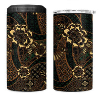 Indonesian Batik Pattern Vintage Brown 4 in 1 Can Cooler Tumbler
