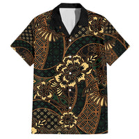Indonesian Batik Pattern Vintage Brown Family Matching Long Sleeve Bodycon Dress and Hawaiian Shirt LT01 Dad's Shirt - Short Sleeve Brown - Polynesian Pride