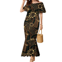 Indonesian Batik Pattern Vintage Brown Mermaid Dress