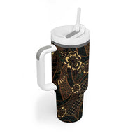 Indonesian Batik Pattern Vintage Brown Tumbler With Handle