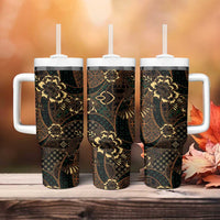Indonesian Batik Pattern Vintage Brown Tumbler With Handle