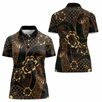 Indonesian Batik Pattern Vintage Brown Women Polo Shirt