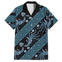 Indonesia Batik Pattern Family Matching Tank Maxi Dress and Hawaiian Shirt Blue Version