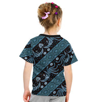 Indonesia Batik Pattern Kid T Shirt Blue Version