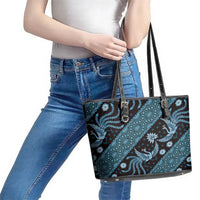 Indonesia Batik Pattern Leather Tote Bag Blue Version