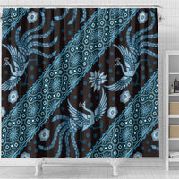 Indonesia Batik Pattern Shower Curtain Blue Version