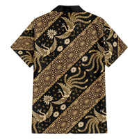 Indonesia Batik Pattern Family Matching Long Sleeve Bodycon Dress and Hawaiian Shirt Gold Version