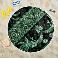 Indonesia Batik Pattern Beach Blanket Green Version