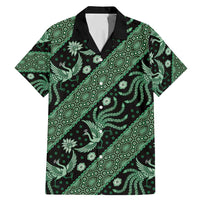 Indonesia Batik Pattern Family Matching Mermaid Dress and Hawaiian Shirt Green Version