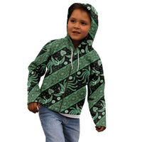 Indonesia Batik Pattern Kid Hoodie Green Version