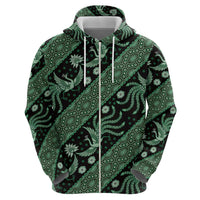 Indonesia Batik Pattern Zip Hoodie Green Version