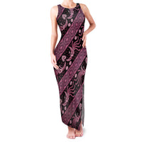 Indonesia Batik Pattern Family Matching Tank Maxi Dress and Hawaiian Shirt Pink Version