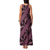Indonesia Batik Pattern Family Matching Tank Maxi Dress and Hawaiian Shirt Pink Version