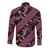 Indonesia Batik Pattern Long Sleeve Button Shirt Pink Version
