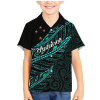 personalised-aotearoa-family-matching-mermaid-dress-and-hawaiian-shirt-silver-fern-mix-paua-shell-polynesian-pattern