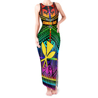 Personalised Hawaii Tank Maxi Dress Kanaka Maoli Kakau 2023 National Coming Out Day LT01 Women Black - Polynesian Pride