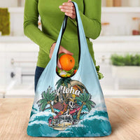 Aloha Hawaii Skeleton Grocery Bag Tropical Summer Vibe