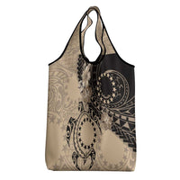 Cook Islands Turtle Grocery Bag Stars and Hibiscus - Beige