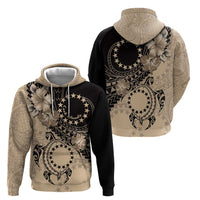 Cook Islands Turtle Hoodie Stars and Hibiscus - Beige