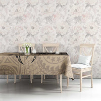 Cook Islands Turtle Tablecloth Stars and Hibiscus - Beige