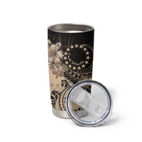 Cook Islands Turtle Tumbler Cup Stars and Hibiscus - Beige